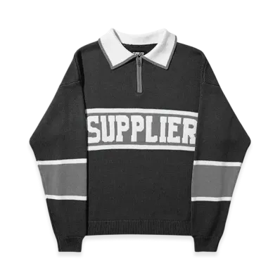 SUPPLIER College Logo Half Zip C-Logo Knit "Black"