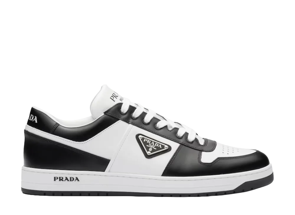 PRADA Downtown Leather Sneakers "White/Black"