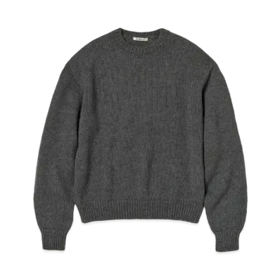 AURALEE Wool Soft Cord Knit P/O "Top Charcoal"