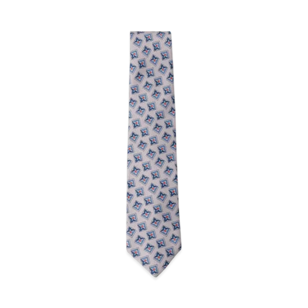 BEAMS Adamley Silk Fine Pattern Print Tie "Gray"