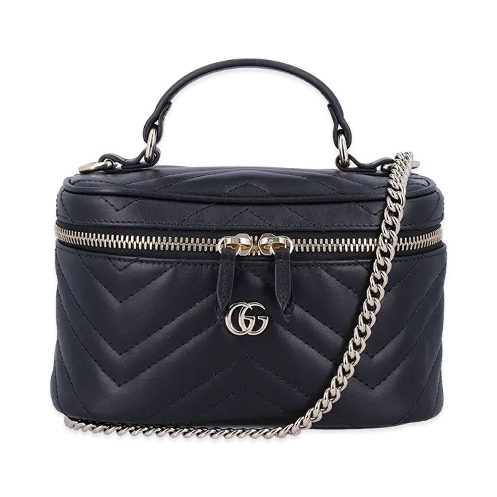 GUCCI Women's Leather GG Marmont Bucket Bag "Black"