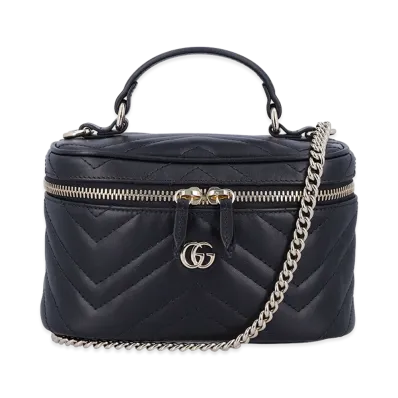 GUCCI Women's Leather GG Marmont Bucket Bag "Black"