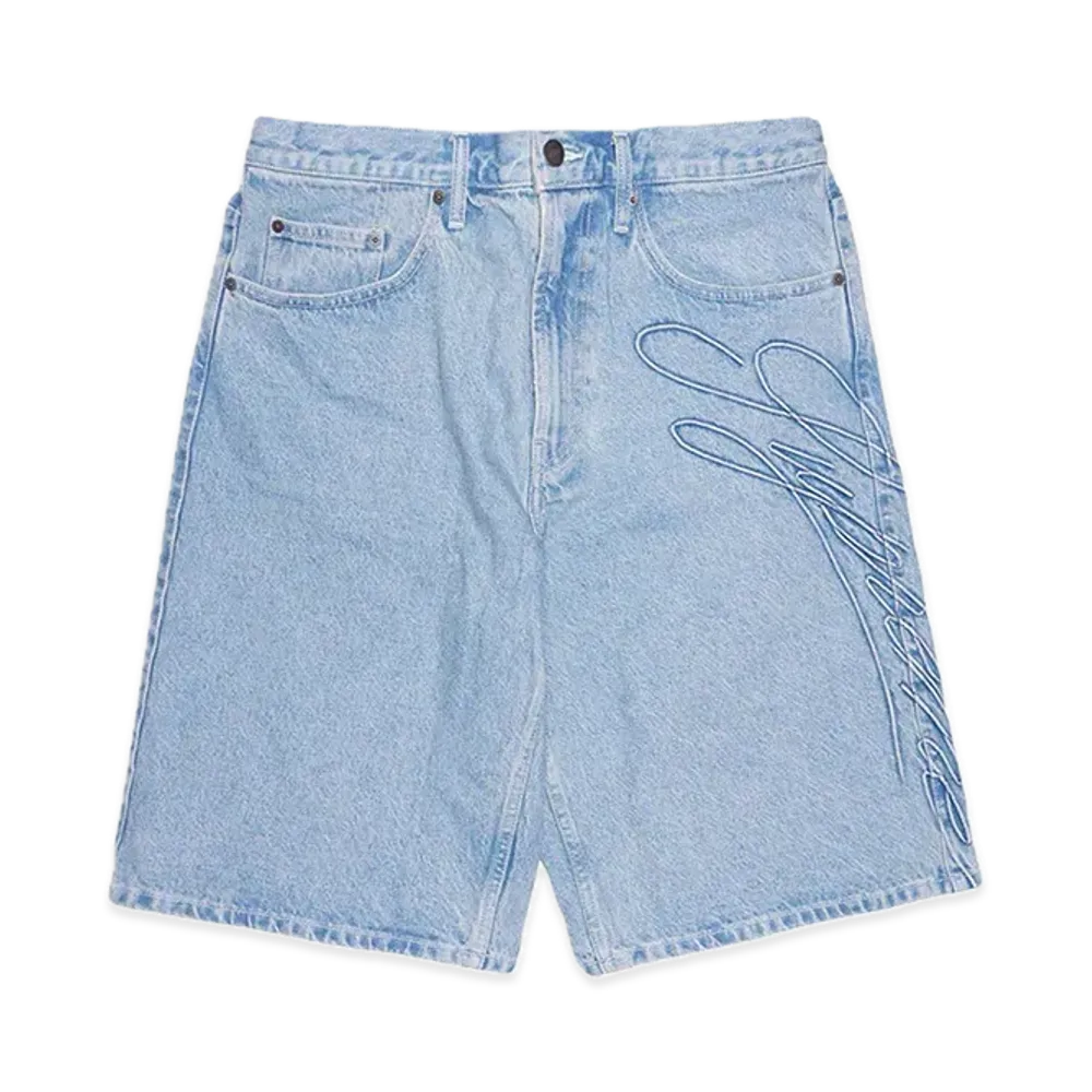 Supreme Script Baggy Denim Short "Washed Indigo"