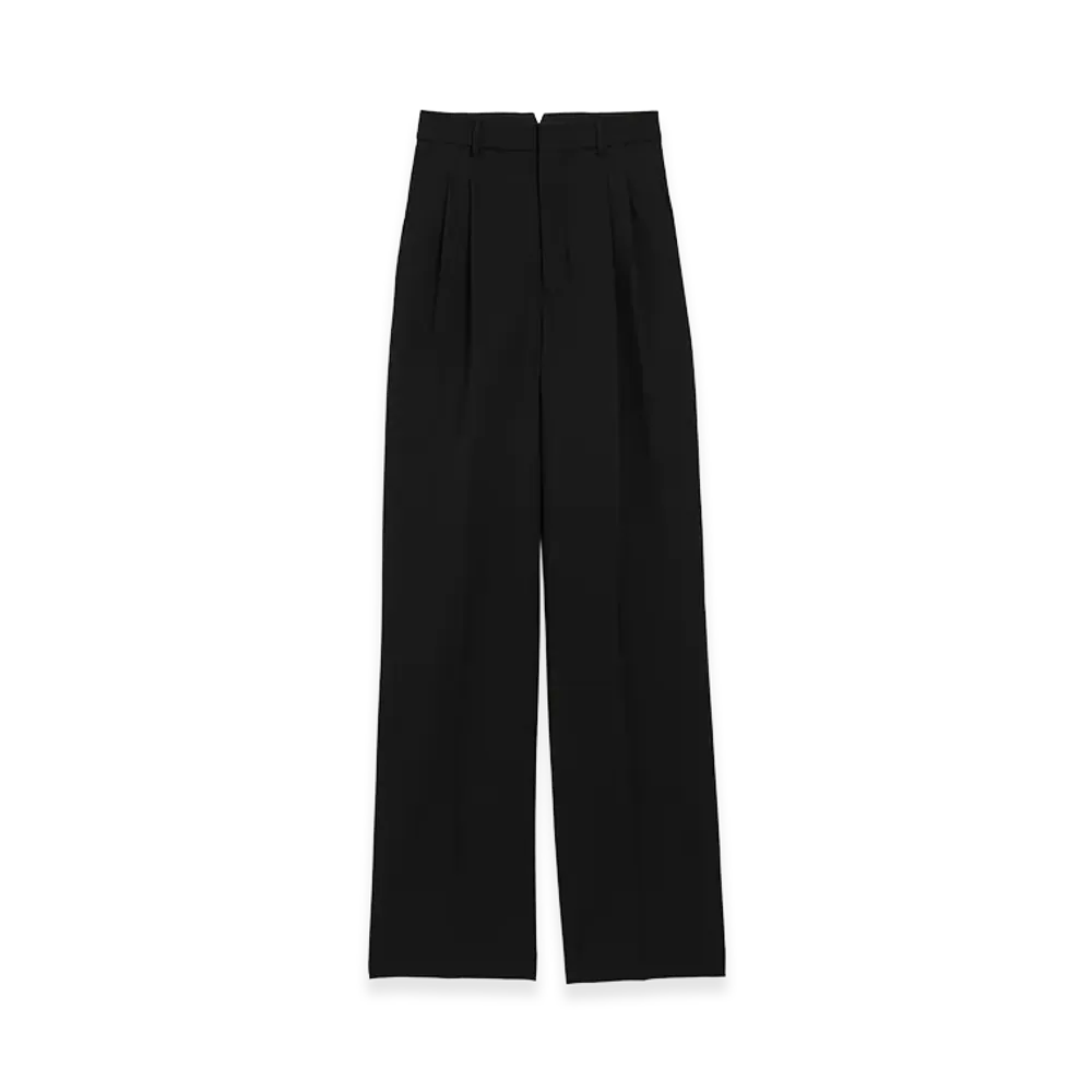 AMI PARIS New Wool High Waist Wide Trousers "Black"