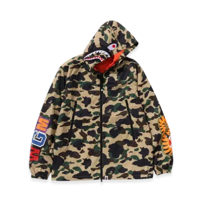 A BATHING APE 1St Camo Shark Hoodie Jacket "Yellow"