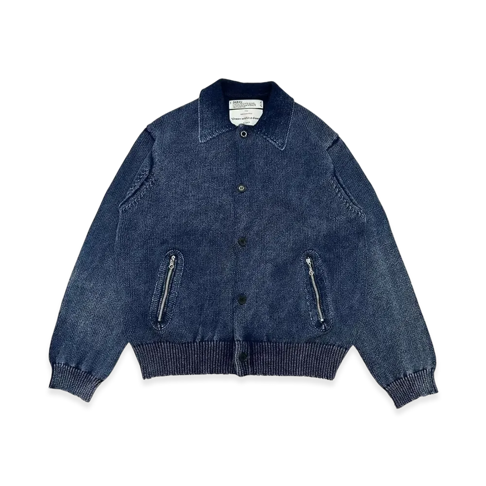 DAIRIKU Vintage Dyed Knit Jacket "Indigo"