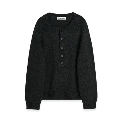 OUR LEGACY Shore Henley "Charcoal Dry Merino Wool"