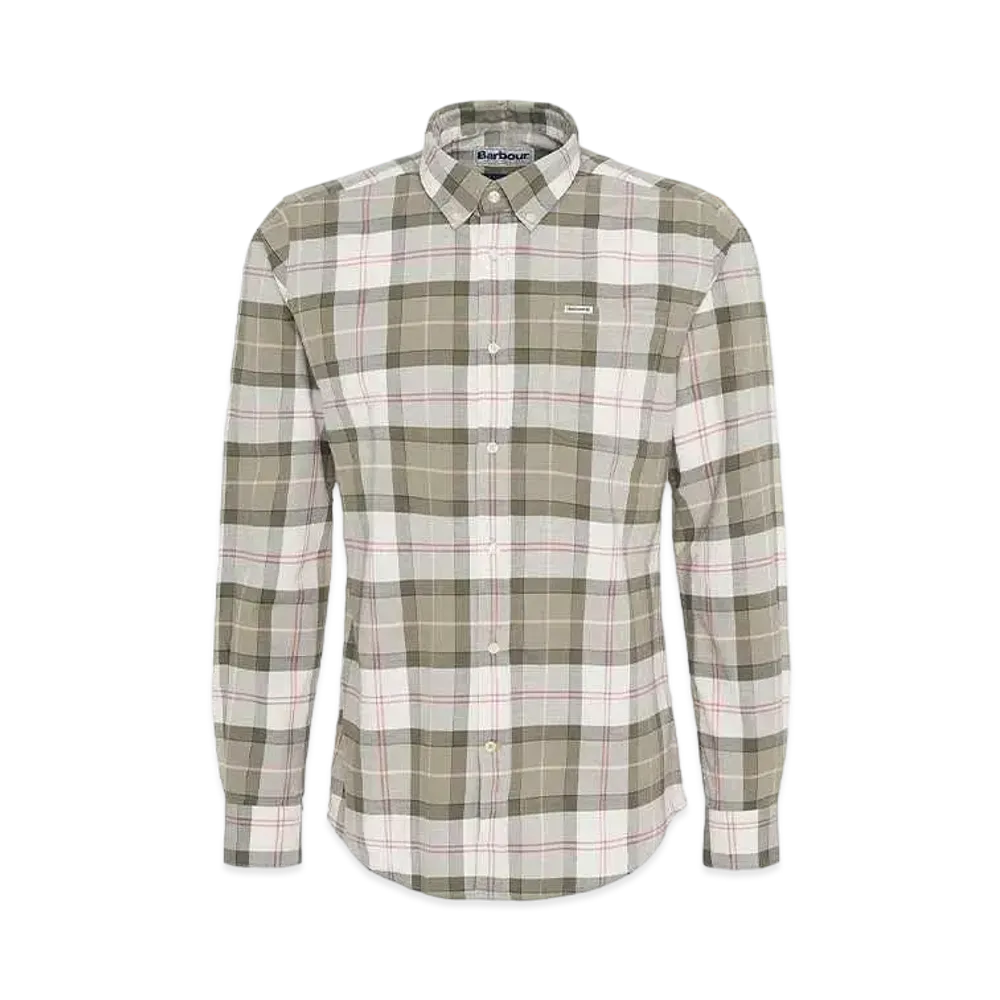 Barbour Lewis Tartan Chuck Button Down Shirt (Tailored Fit) "Olive"
