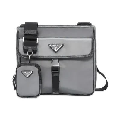 PRADA Nylon Cross-Body Bag "Gray/Black"