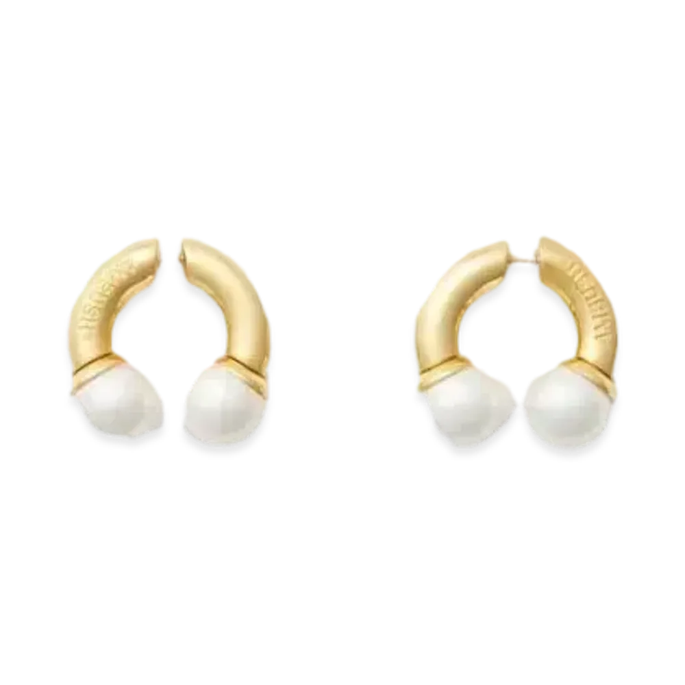 AMBUSH Pearl Barbell Earrings "Gold"