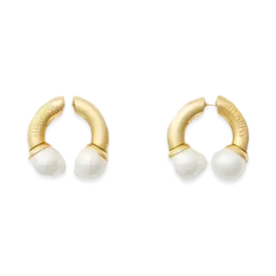 AMBUSH Pearl Barbell Earrings "Gold"