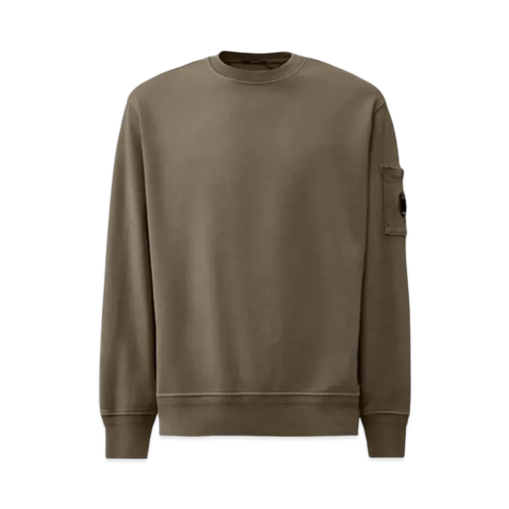 C.P. Company Cotton Diagonal Fleece Crewneck Sweatshirt "Smoked Pearl Grey"