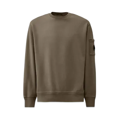 C.P. Company Cotton Diagonal Fleece Crewneck Sweatshirt "Smoked Pearl Grey"