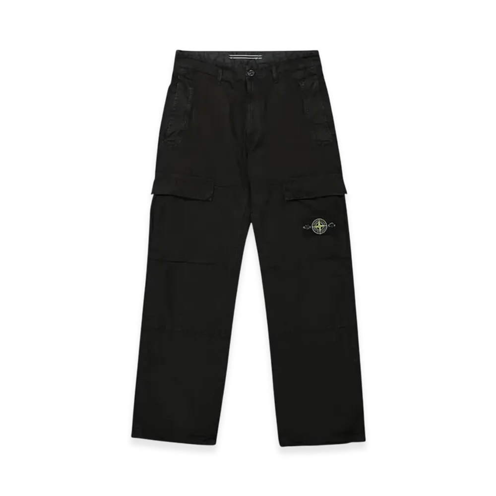 Stone Island 311WA OLD Treatment Brushed Cotton Canvas Cargo Pants - 24SS "Black"