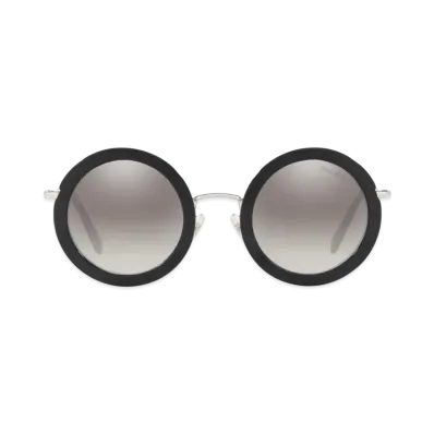 MIU MIU Delis Sunglasses "Silver Mirror Dark Gray/Light Blue Gradient Lens"