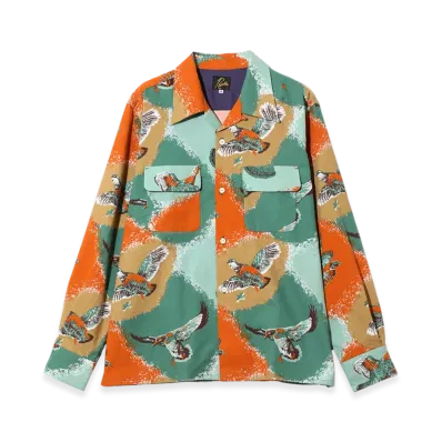 NEEDLES Classic Shirt - Printed Flannel/Bird "Blue/Orange"