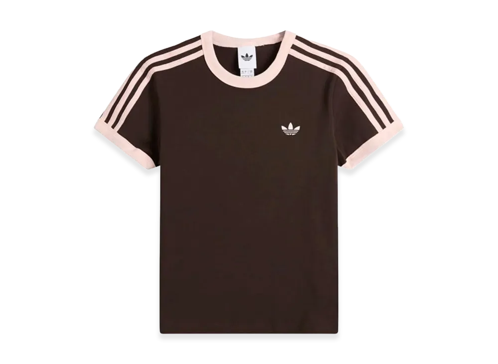 adidas Women's 3 Stripes Slim Tee "Brown/Pink"