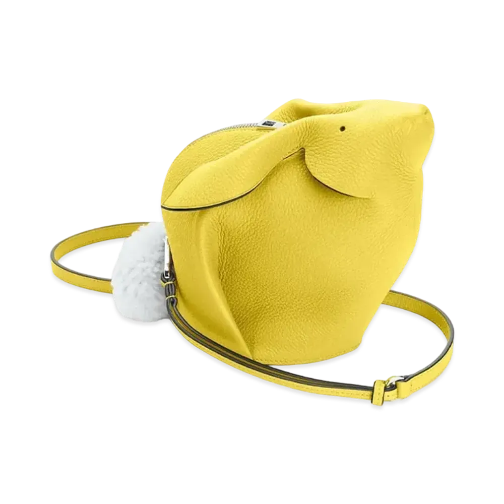 LOEWE Bunny Bag In Calfskin And Shearling "Yellow"