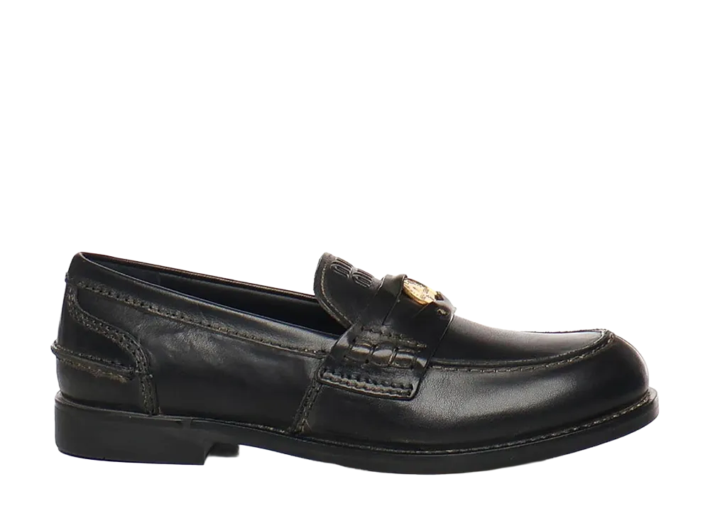 MIU MIU Women's Leather Loafers "Black"