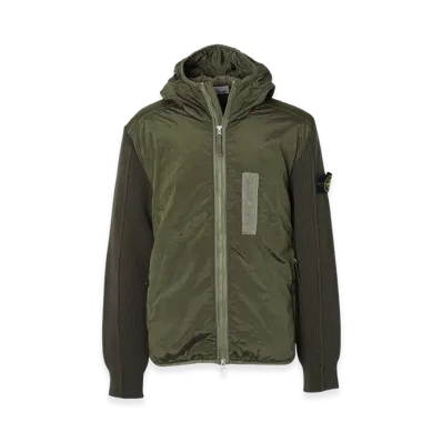 Stone Island Padded Hooded Blouson 44134 Nylon Metal in Econyl Regenerated Nylon with Primaloft-TC and Knit "Olive"