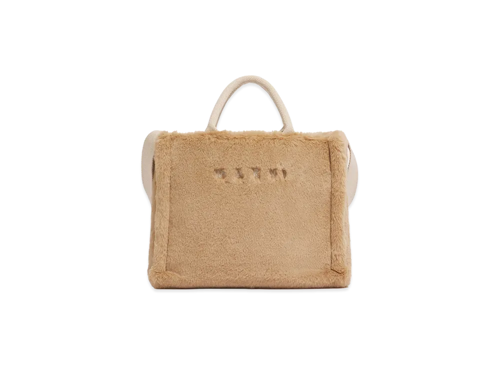 MARNI Women's Faux Fur Basket Shopper "Beige"
