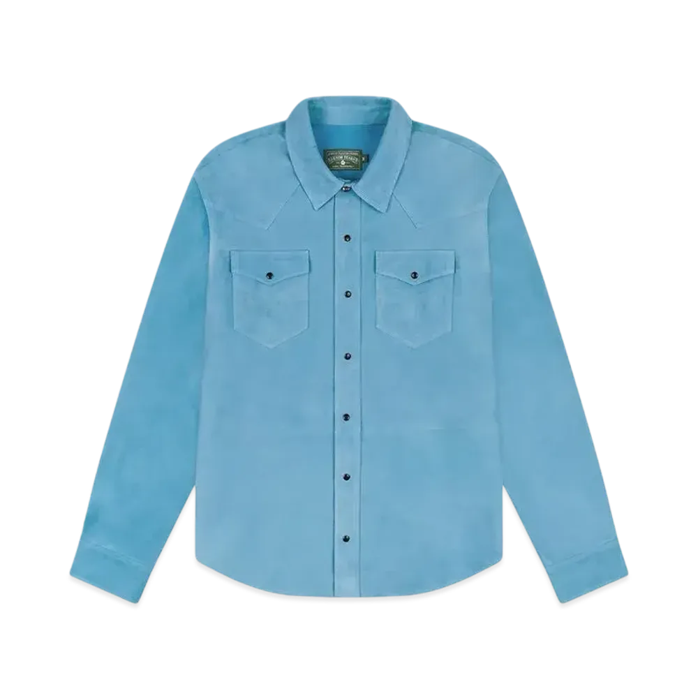 DENIM TEARS Suede Leather Shirt "Blue"