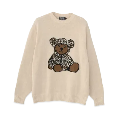HYSTERIC GLAMOUR Bear Panther Jacquard Sweater "White"