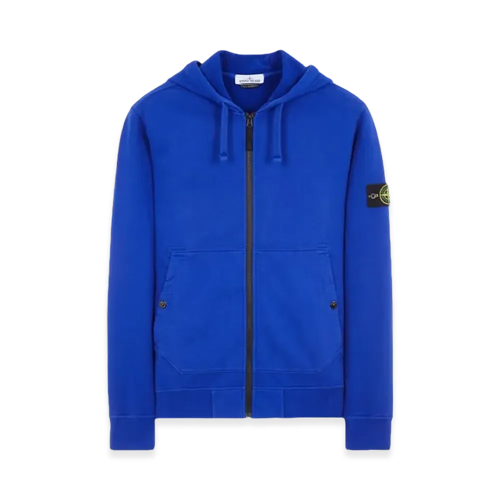 Stone Island 61620 Brushed Cotton Fleece Garment Dyed Full Zip Hooded Sweatshirt - 23FW "Ultramarine Blue"