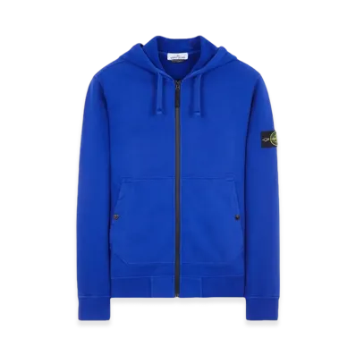 Stone Island 61620 Brushed Cotton Fleece Garment Dyed Full Zip Hooded Sweatshirt - 23FW "Ultramarine Blue"