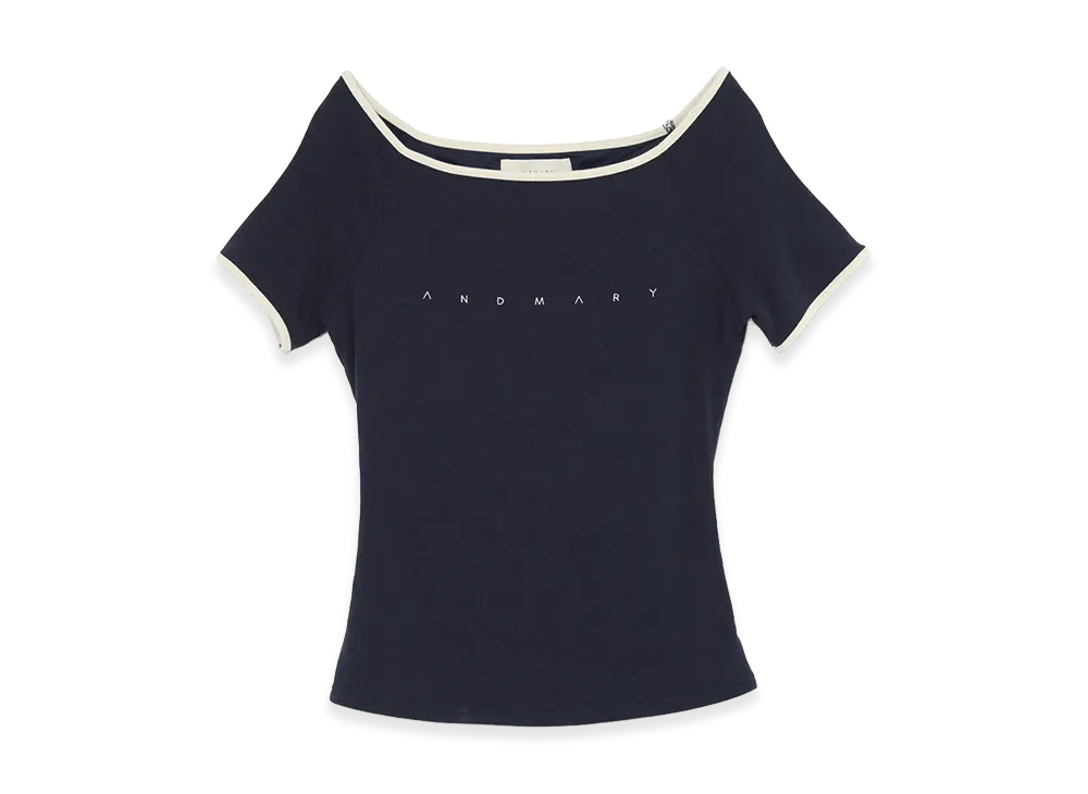ANDMARY Women's Mary Logo Piping Tops "Navy"