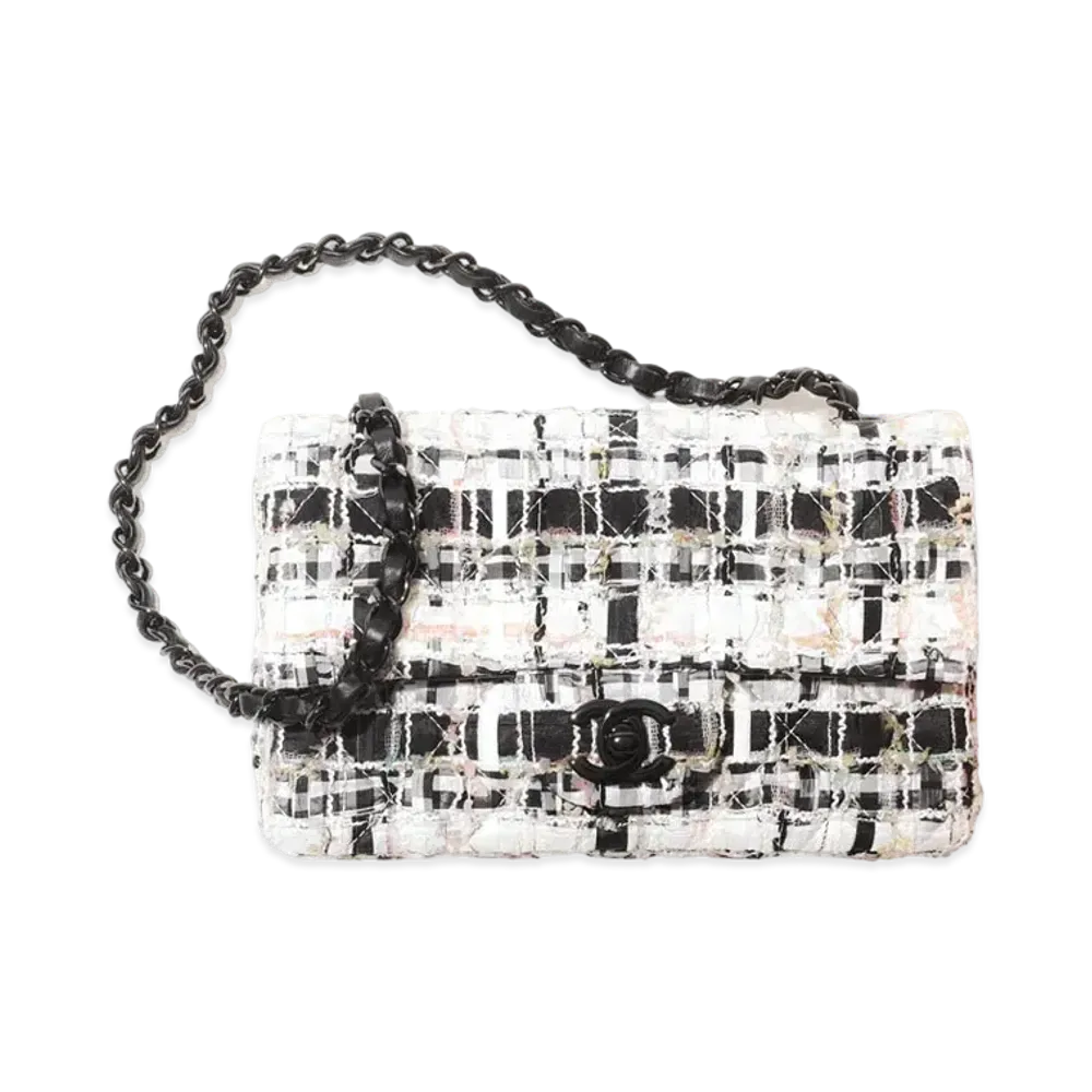 CHANEL Mini Flap Bag Tweed "White/Black/Multicolor"