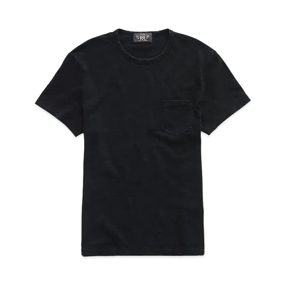 RRL Ralph Lauren Indigo Cotton Crewneck Tee "Black"