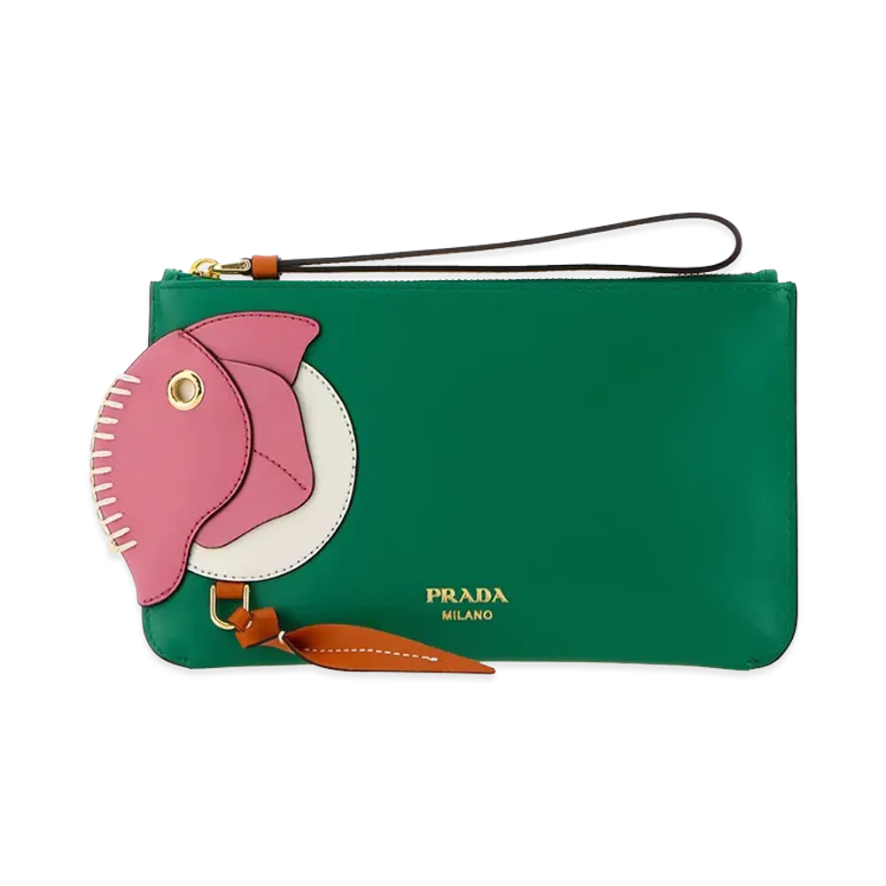 PRADA Wonen's Leather Pouch "Green"