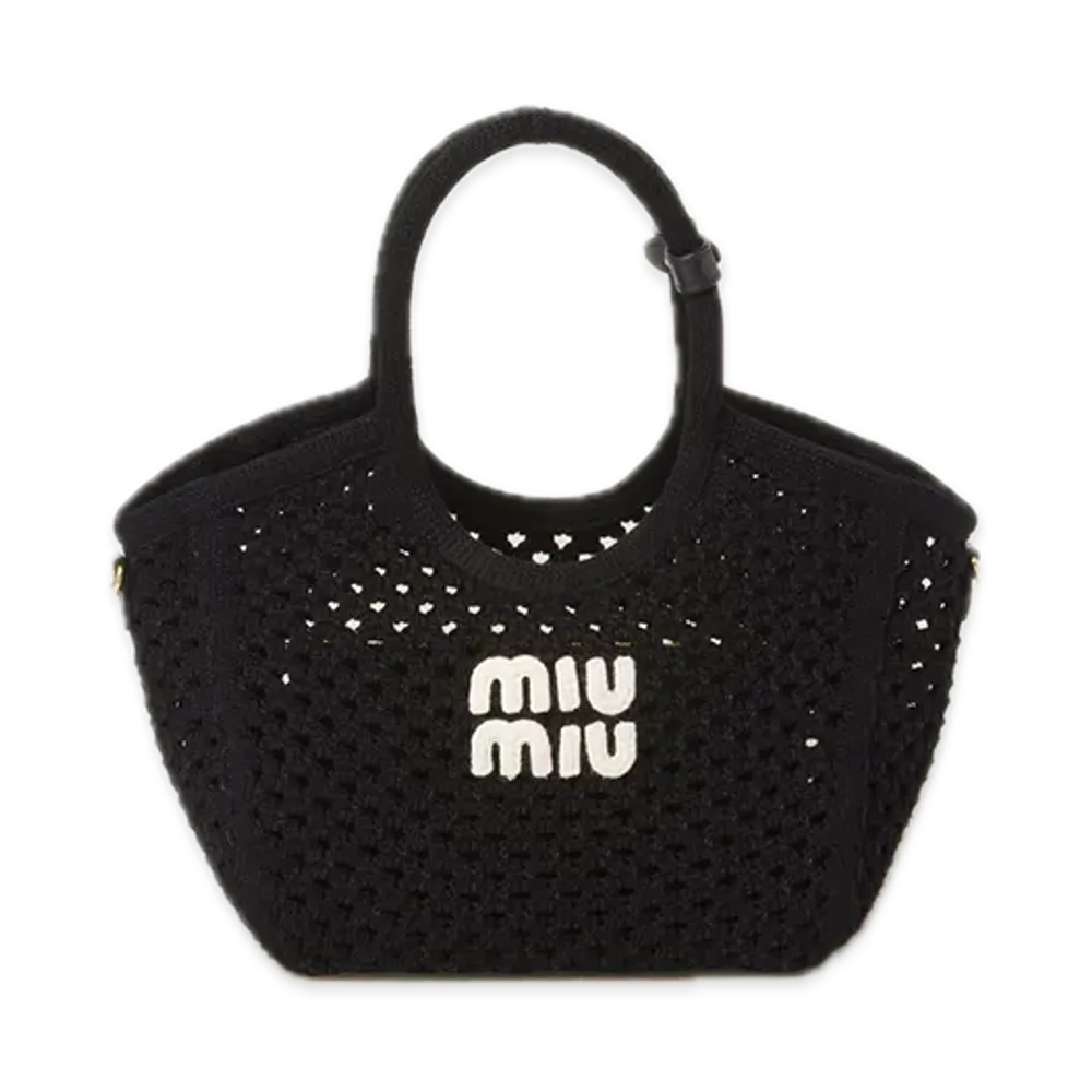 MIU MIU Ivy Cotton Mesh Bag "Black"