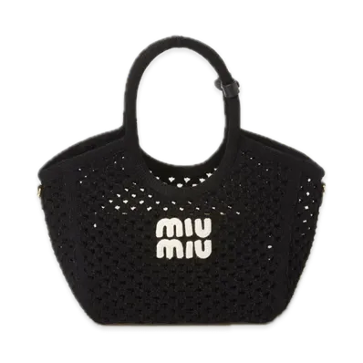 MIU MIU Ivy Cotton Mesh Bag "Black"