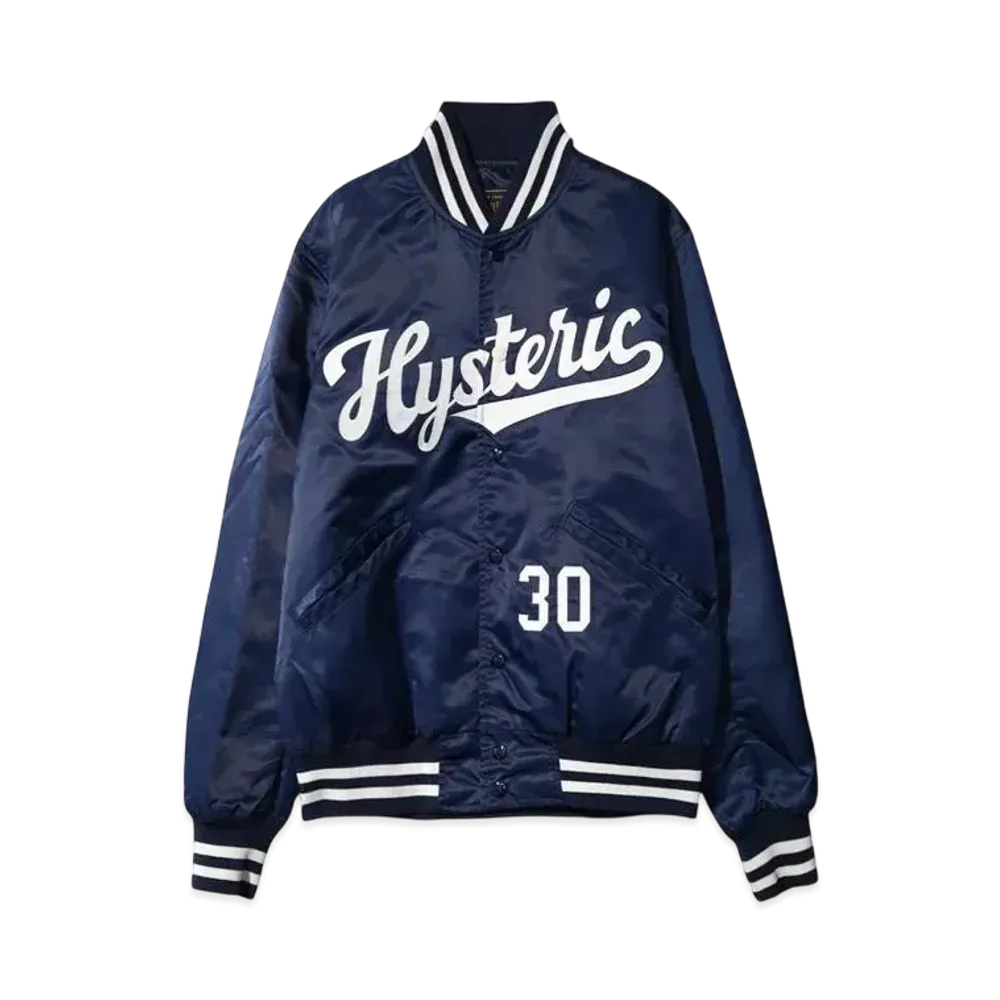 HYSTERIC GLAMOUR College Logo Stadium Jacket "NAVY"