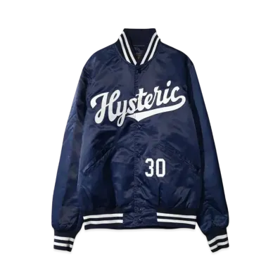 HYSTERIC GLAMOUR College Logo Stadium Jacket "NAVY"