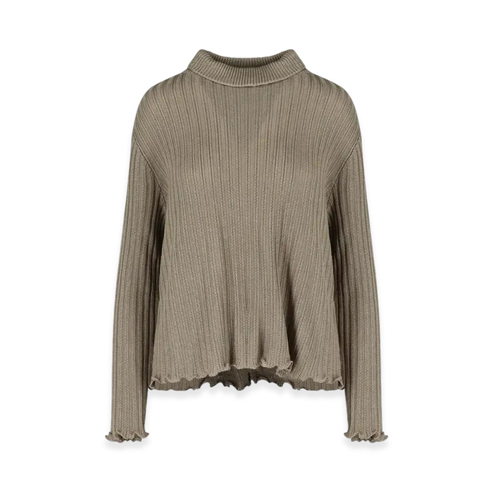 Maison Margiela Women's Stitches Neck Zipped Knit "Green"