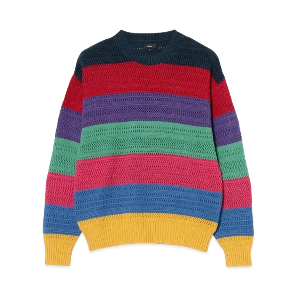 BEAMS Multi-Border Mesh Knit "Yellow/Blue/Pink"