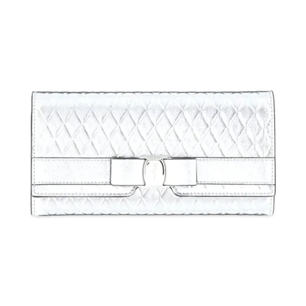 Salvatore Ferragamo Vara Bow Continental Wallet "Silver"