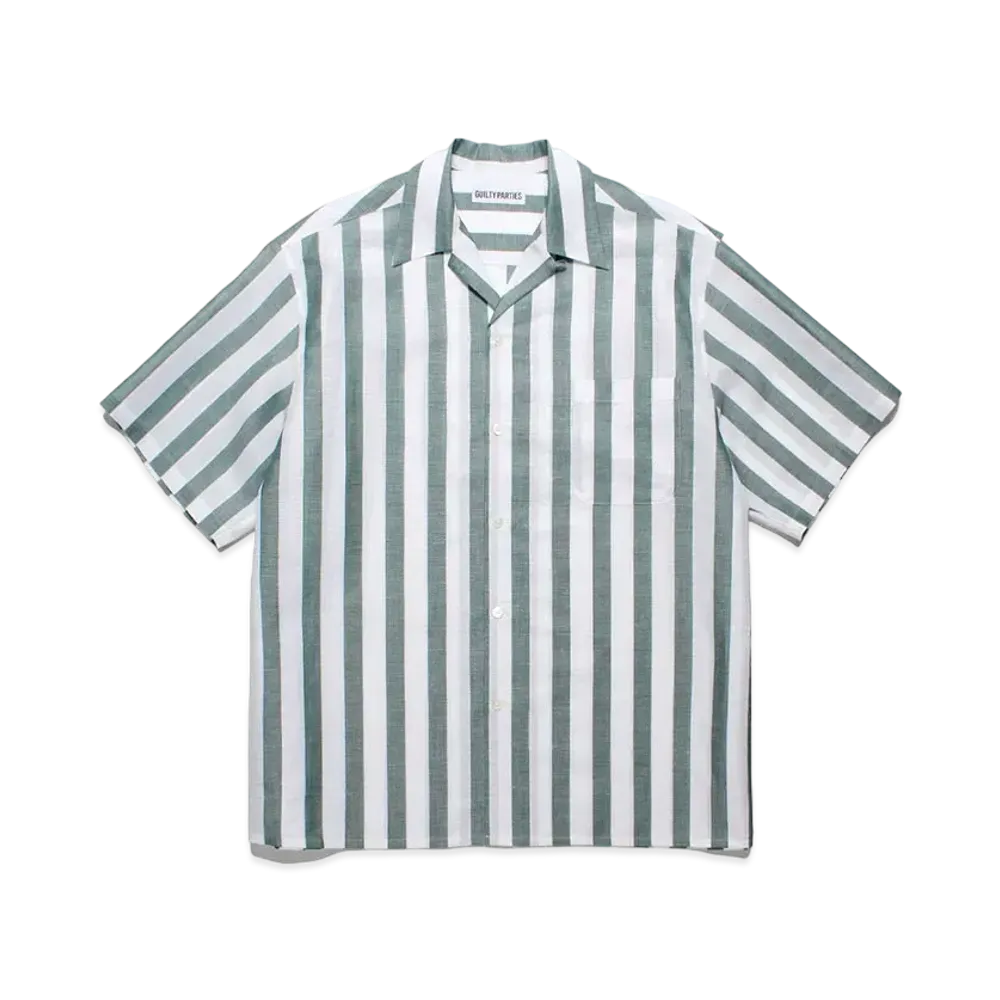 WACKO MARIA Soktas / Striped Open Collar Shirt "Green"