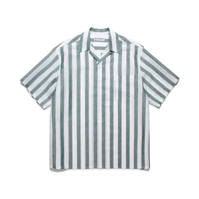 WACKO MARIA Soktas / Striped Open Collar Shirt "Green"