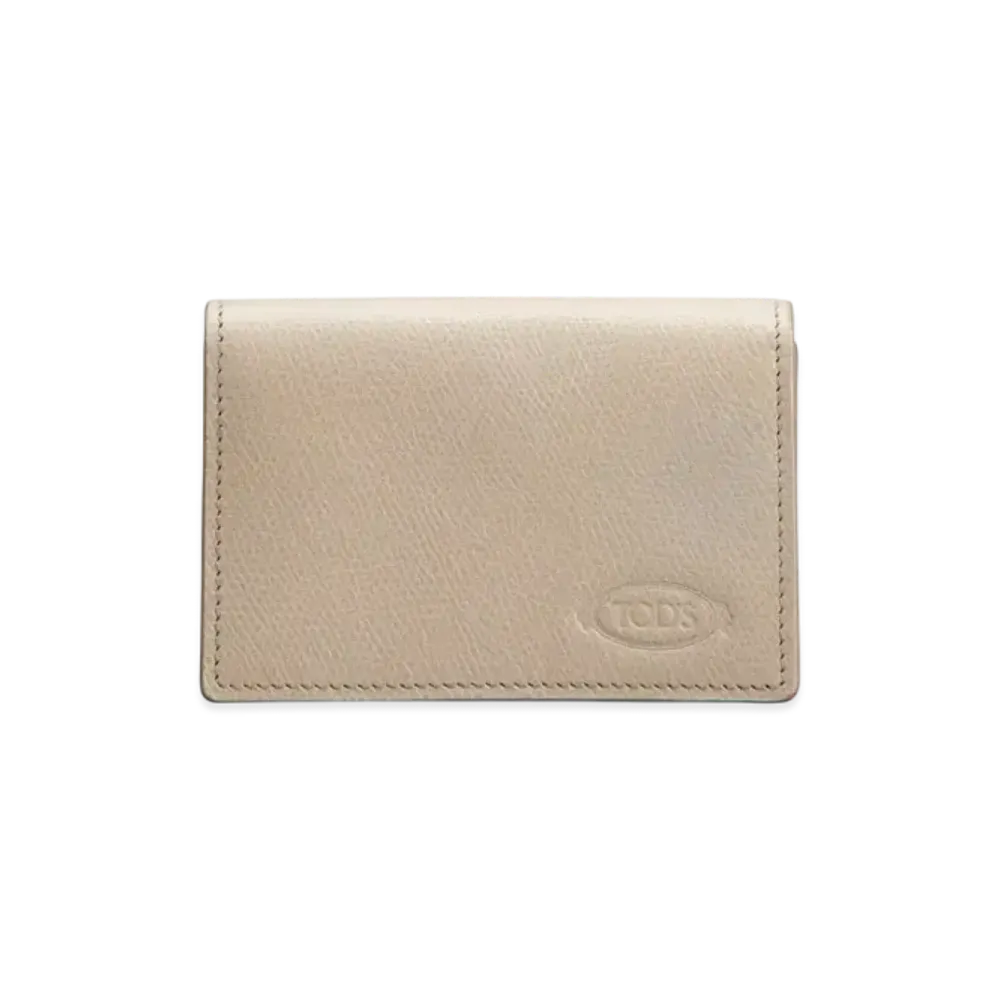 TOD'S Business Card Holder in Leather "Gray/Blue"