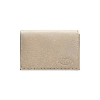 TOD'S Business Card Holder in Leather "Gray/Blue"