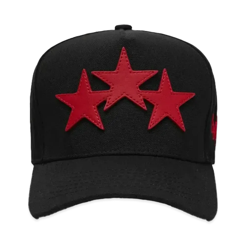AMIRI Three Star Staggered AMIRI Full Canvas Hat "Black/Red"
