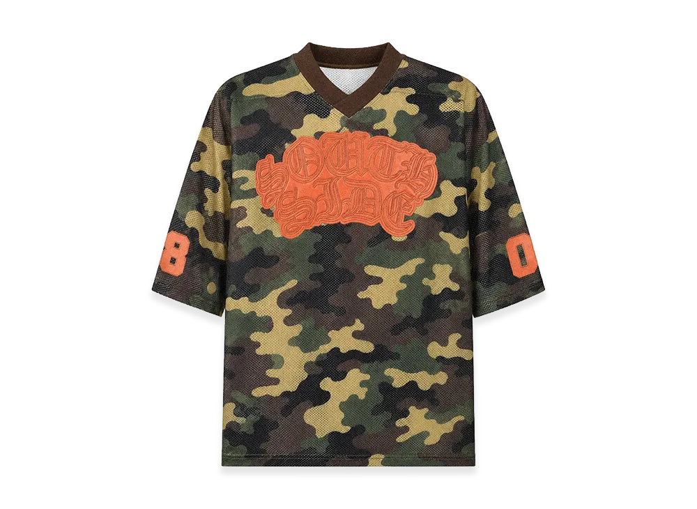 BREATH Faux Leather Patch Mesh Tee "Camo"