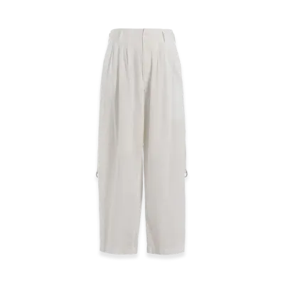 S'YTE Cotton/Linen Dungaree Sidebanded Pants "White"