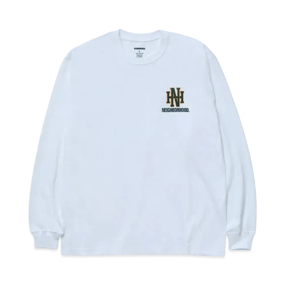 NEIGHBORHOOD NH . Tee LS-8 "White/Green"