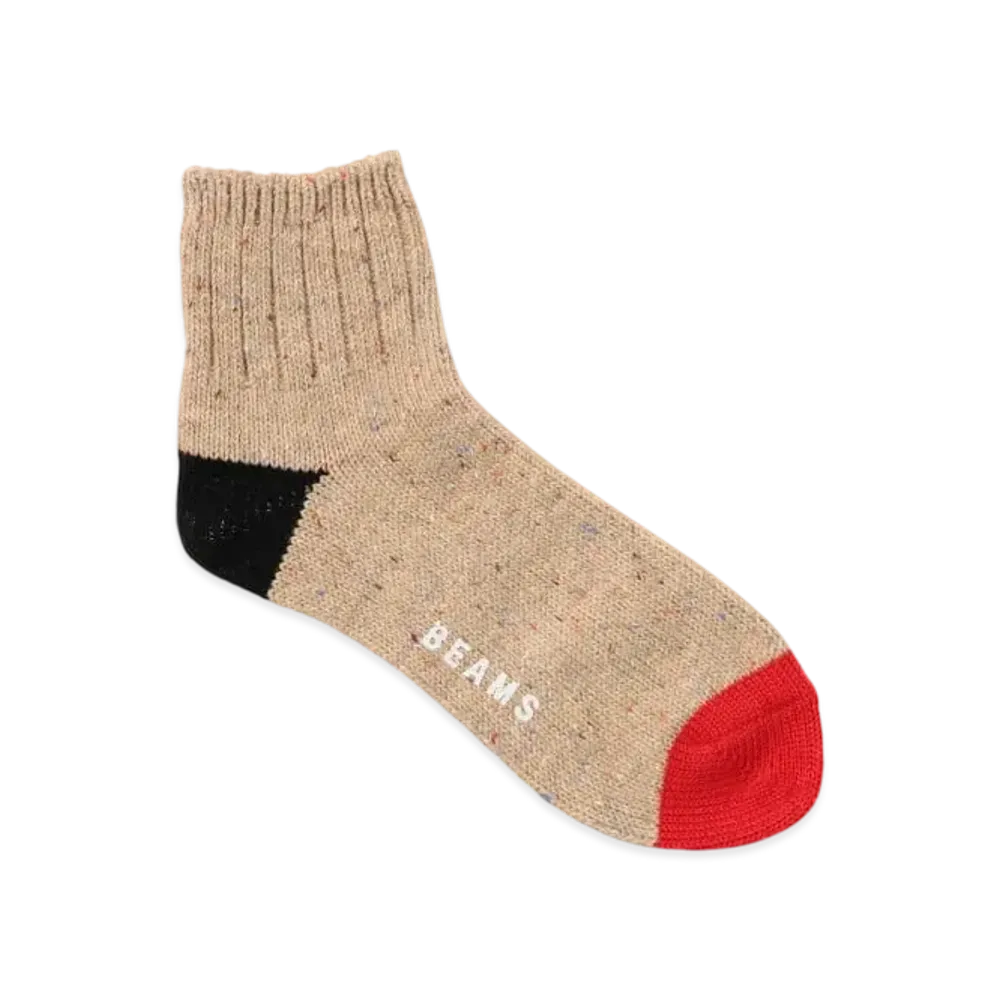BEAMS Nep Quarter Socks "Beige"