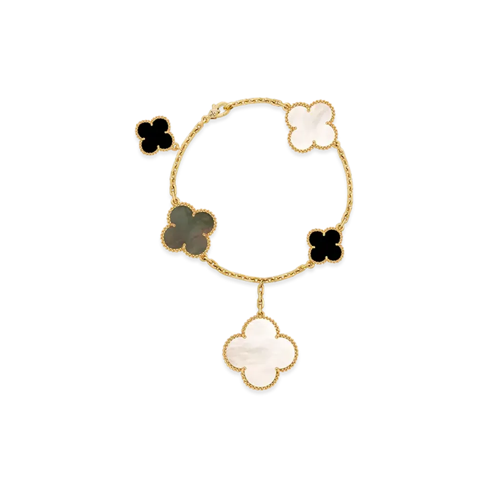 Van Cleef & Arpels Magic Alhambra bracelet 5 motifs "18K Yellow gold/Onyx/Mother-of-pearl"